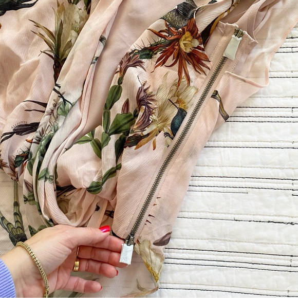 NWT All Saints Abi Nolina Floral & Fauna Draped Top in Clay Pink Size US 4 - Picture 8 of 11